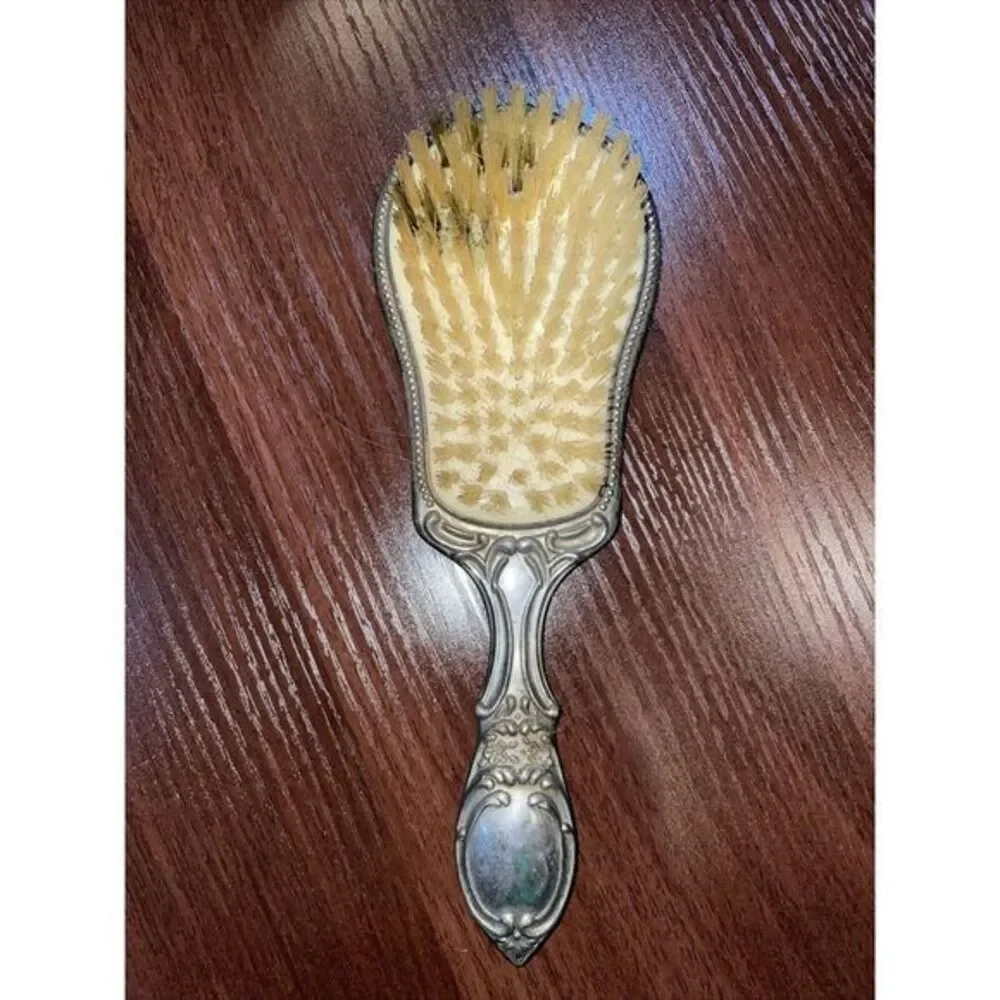 Vintage Silver Plated Brush Vanity Nice‎ Floral Heavy Ornate